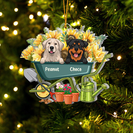 Love Gardening And My Dogs - Personalized Christmas Gardening Transparent Ornament