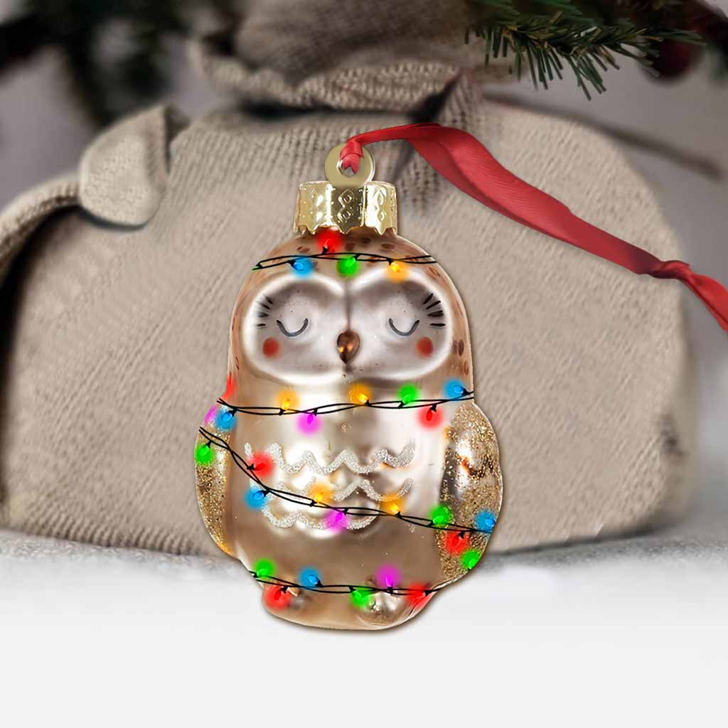 Golden Owl - Christmas Ornament With 3D Pattern Print (Printed On Both Sides)
