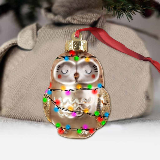 Golden Owl - Christmas Ornament With 3D Pattern Print (Printed On Both Sides)
