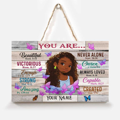 God Say You Are - Personalized African American Rectangle Wood Sign