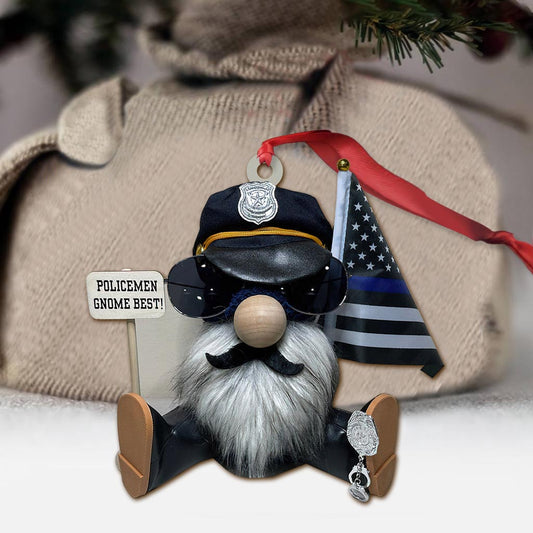 Policeman Gnome Police Officer Ornament (Printed On Both Sides)