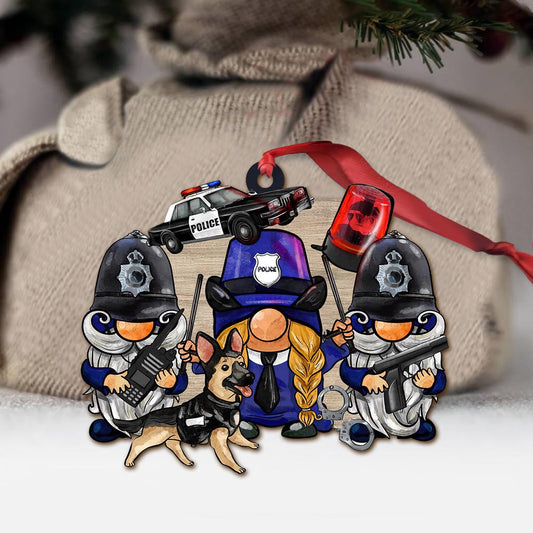 Policeman Gnome Police Officer Ornament (Printed On Both Sides)