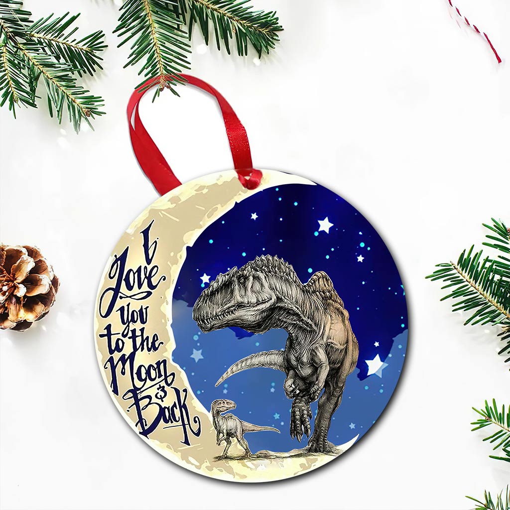 I Love You To The Moon - Christmas Dinosaur Ornament (Printed On Both Sides)