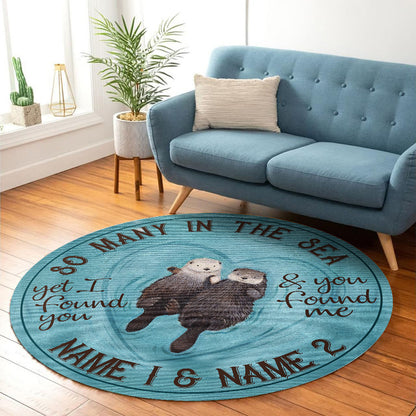 So Many In The Sea - Personalized Otter Round Rug