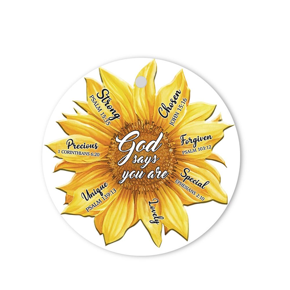 Sunflower God Says Strong - Christian Ornament (Printed On Both Sides) 1122