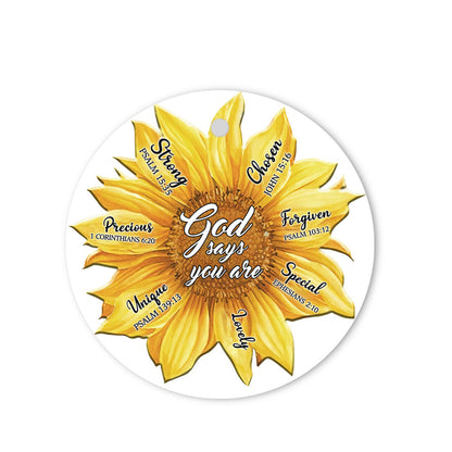 Sunflower God Says Strong - Christian Ornament (Printed On Both Sides) 1122