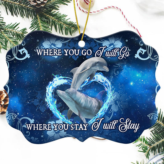 Dolphin Couple Go With You - Dolphin Ornament (Printed On Both Sides) 1122