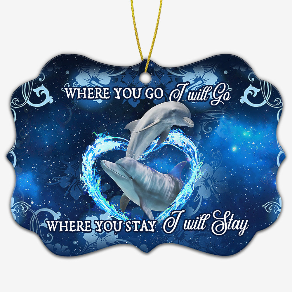 Dolphin Couple Go With You - Dolphin Ornament (Printed On Both Sides) 1122