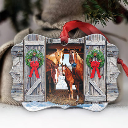 Horse Barn Christmas - Horse Ornament (Printed On Both Sides) 1022