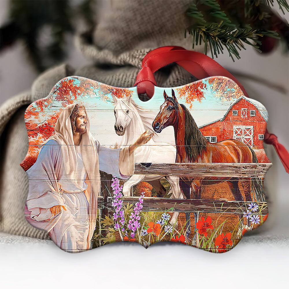 Horse Jesus Autumn - Horse Ornament (Printed On Both Sides) 1022