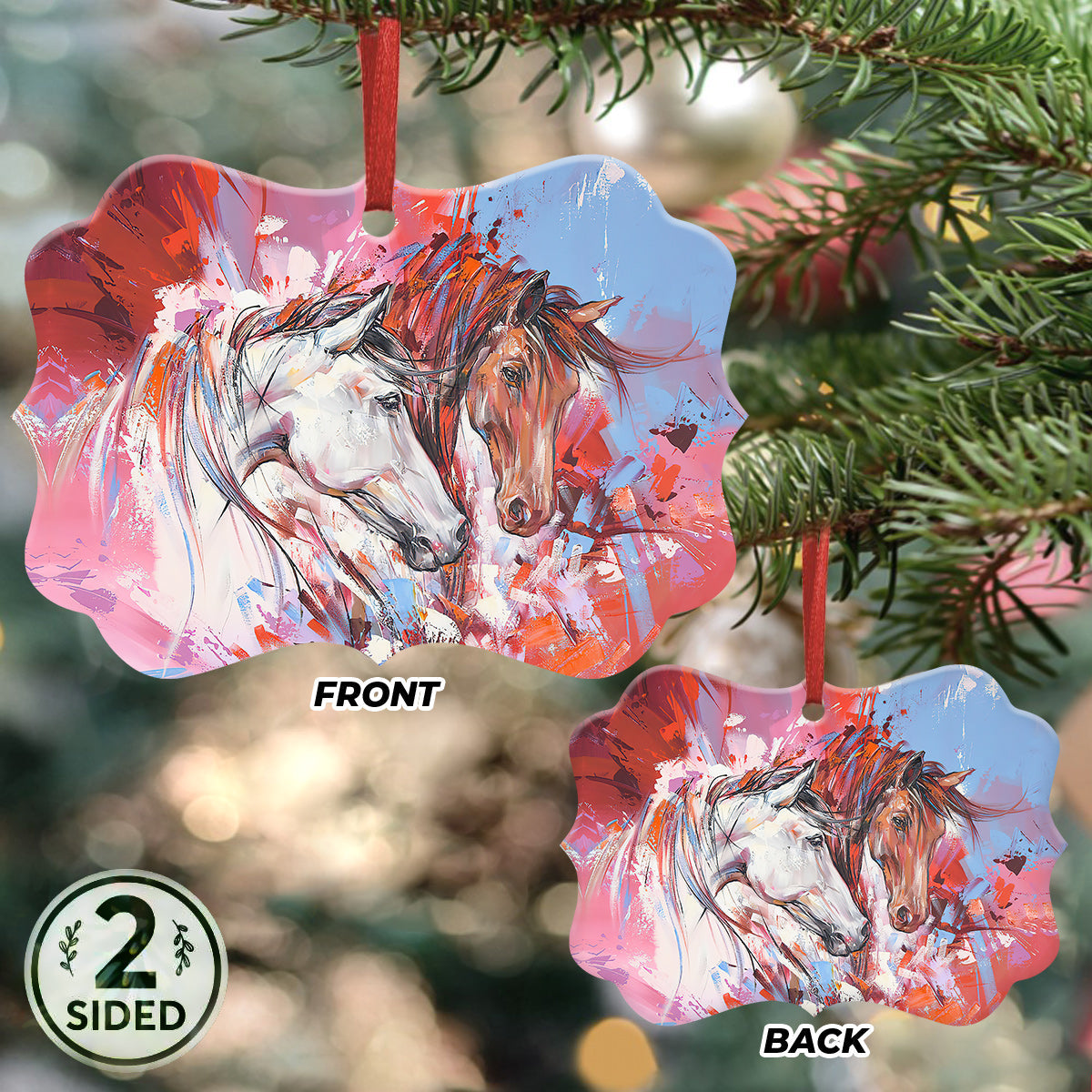 Horse Watercolor - Horse Ornament (Printed On Both Sides) 1022