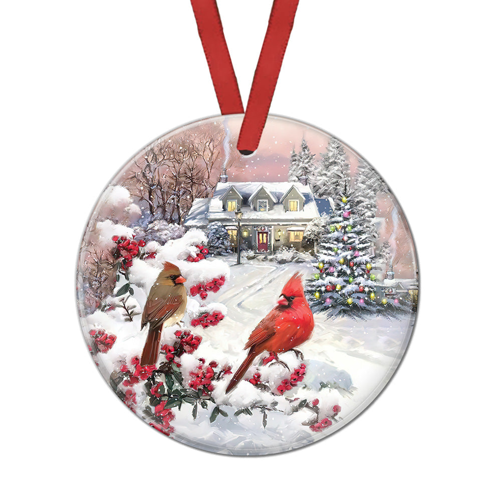 Cardinal Winter Cardinal Christmas Tree - Memorial Ornament (Printed On Both Sides) 1022