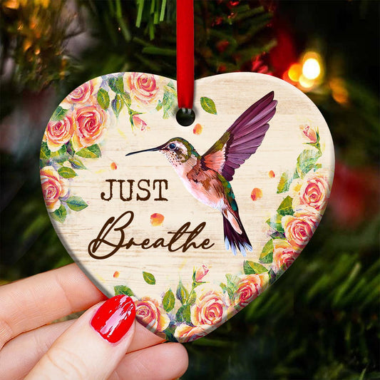 Hummingbird Just Breathe - Hummingbird Ornament (Printed On Both Sides) 1122