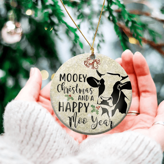 Cow Mooey Christmas - Cow Ornament (Printed On Both Sides) 1122
