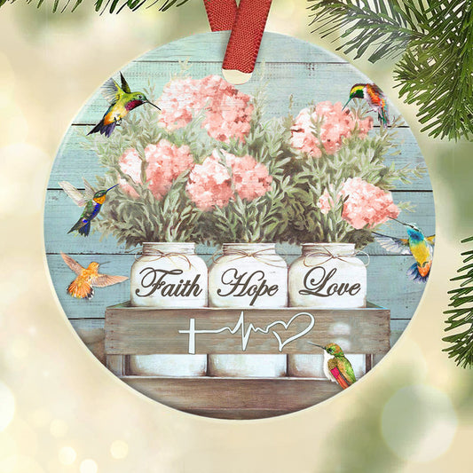 Hummingbird Faith Hope Love - Christian Ornament (Printed On Both Sides) 1122