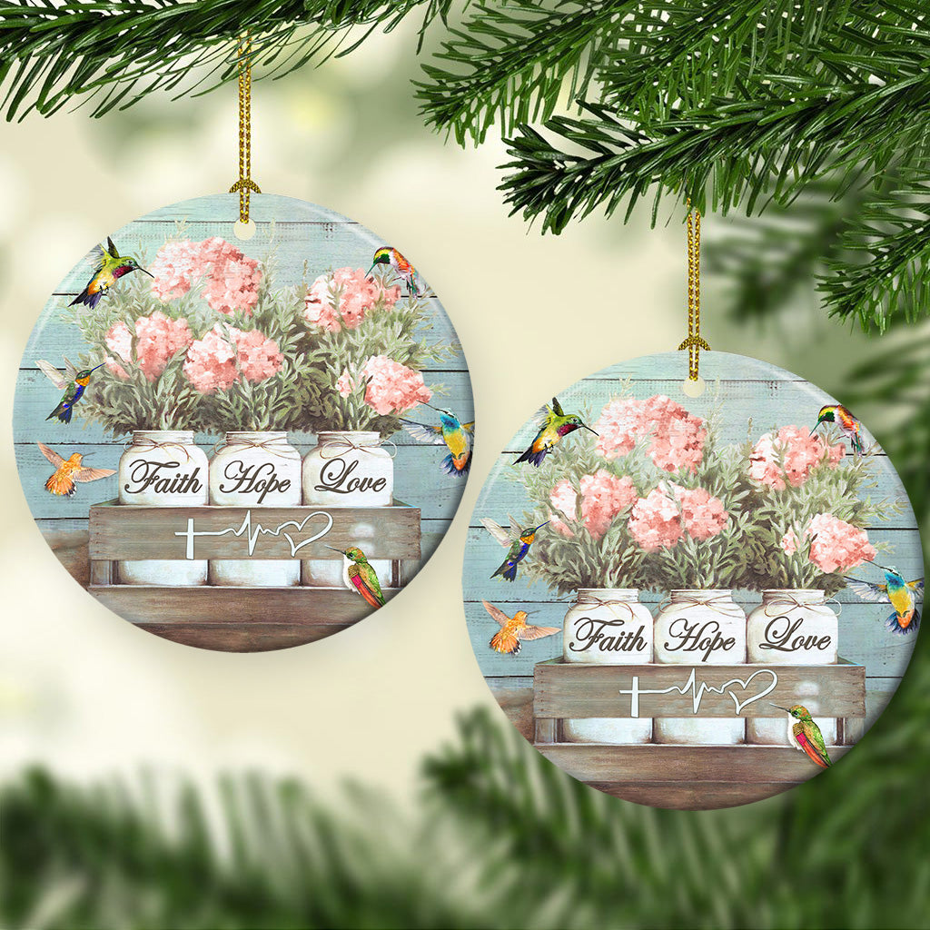 Hummingbird Faith Hope Love - Christian Ornament (Printed On Both Sides) 1122