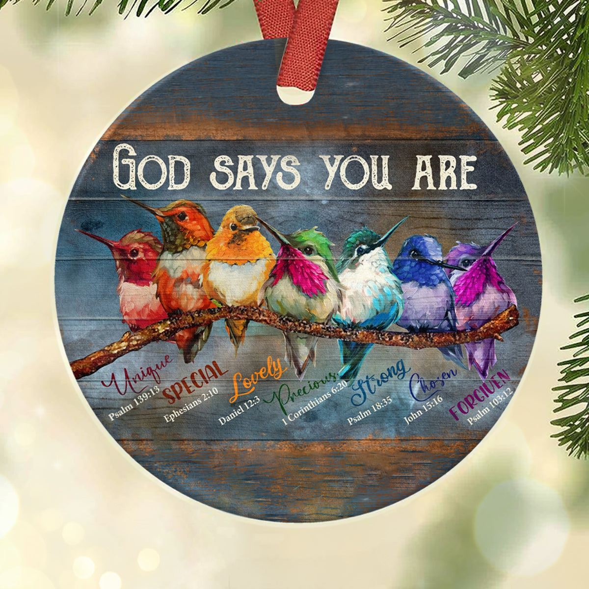 Hummingbird Faith God Says You Are - Christian Ornament (Printed On Both Sides) 1122