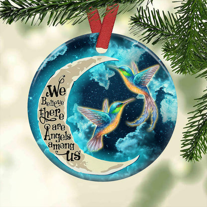 Hummingbird Memorial There Are Angels Among Us Memorial - Round Aluminium Ornament (Printed On Both Sides) 1122