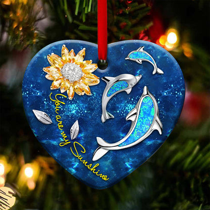 Dolphin Sunflowers Jewelry Style Printing - Dolphin Ornament (Printed On Both Sides) 1122
