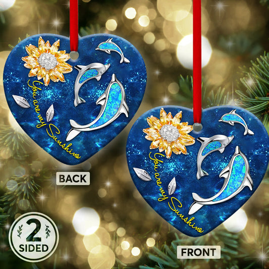 Dolphin Sunflowers Jewelry Style Printing - Dolphin Ornament (Printed On Both Sides) 1122
