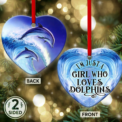 Dolphin Riding Wave Just A Girl Who Loves Dolphins - Dolphin Ornament (Printed On Both Sides) 1122