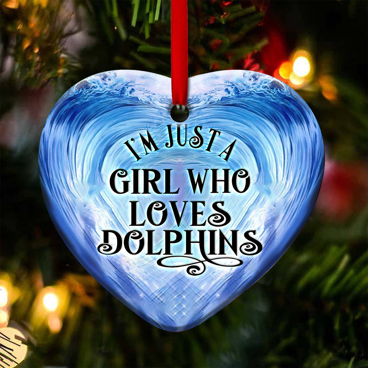 Dolphin Riding Wave Just A Girl Who Loves Dolphins - Dolphin Ornament (Printed On Both Sides) 1122