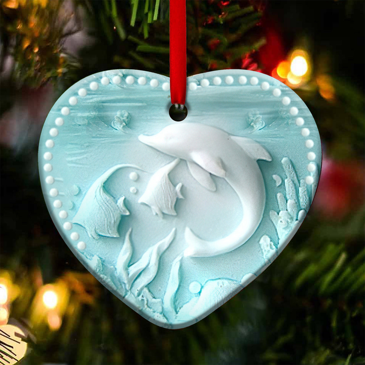 Dolphin Lover Ceramic Style Printing - Dolphin Ornament (Printed On Both Sides) 1122