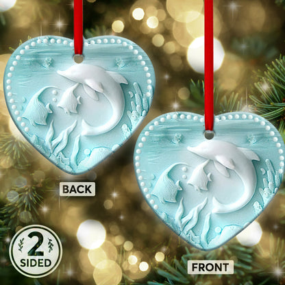 Dolphin Lover Ceramic Style Printing - Dolphin Ornament (Printed On Both Sides) 1122