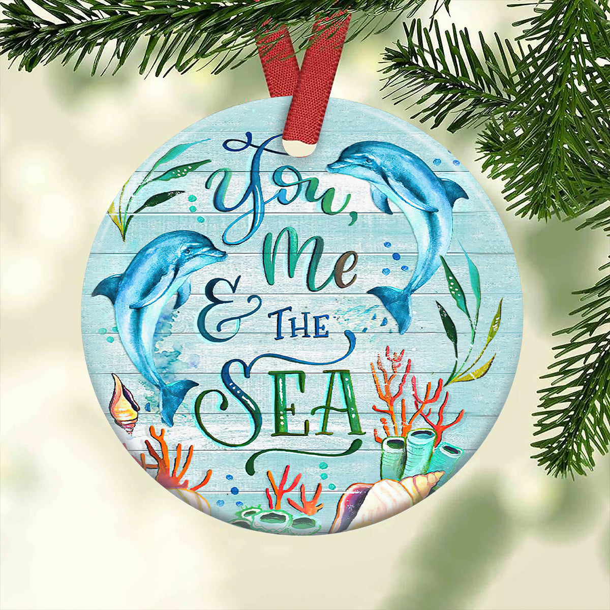 Dolphin You Me And The Sea - Dolphin Ornament (Printed On Both Sides) 1122