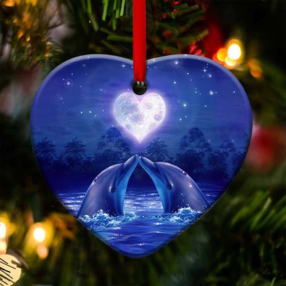 Dolphin Couple - Dolphin Ornament (Printed On Both Sides) 1122