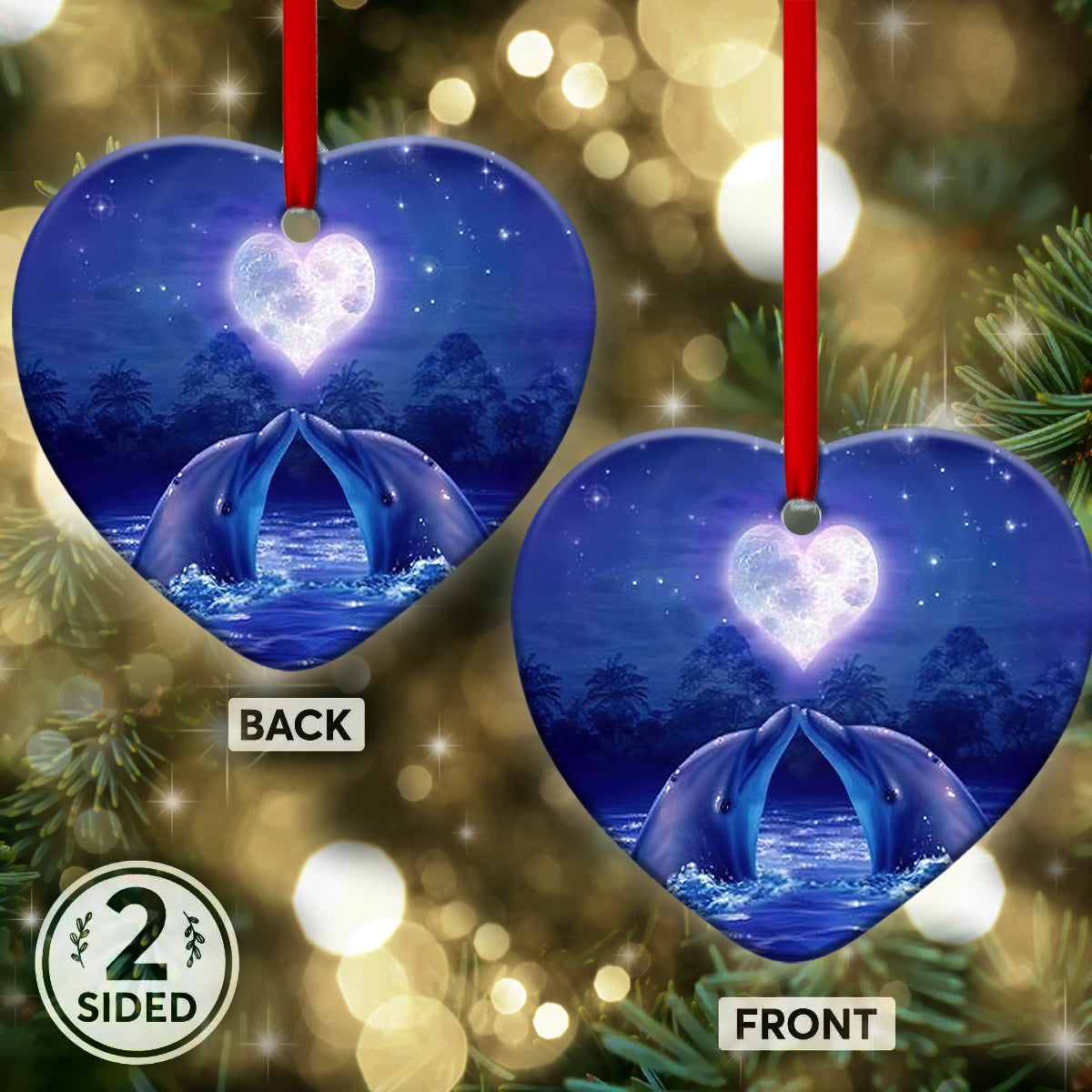 Dolphin Couple - Dolphin Ornament (Printed On Both Sides) 1122