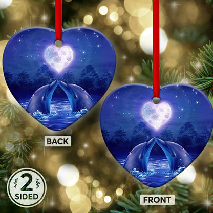 Dolphin Couple - Dolphin Ornament (Printed On Both Sides) 1122