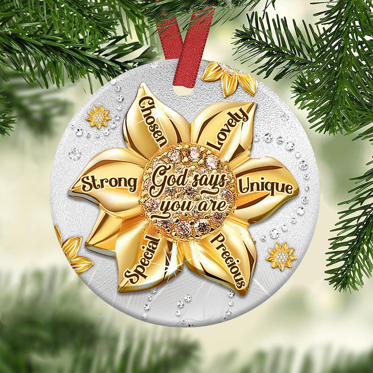 Sunflower Faith Jewelry Style - Christian Ornament (Printed On Both Sides) 1122