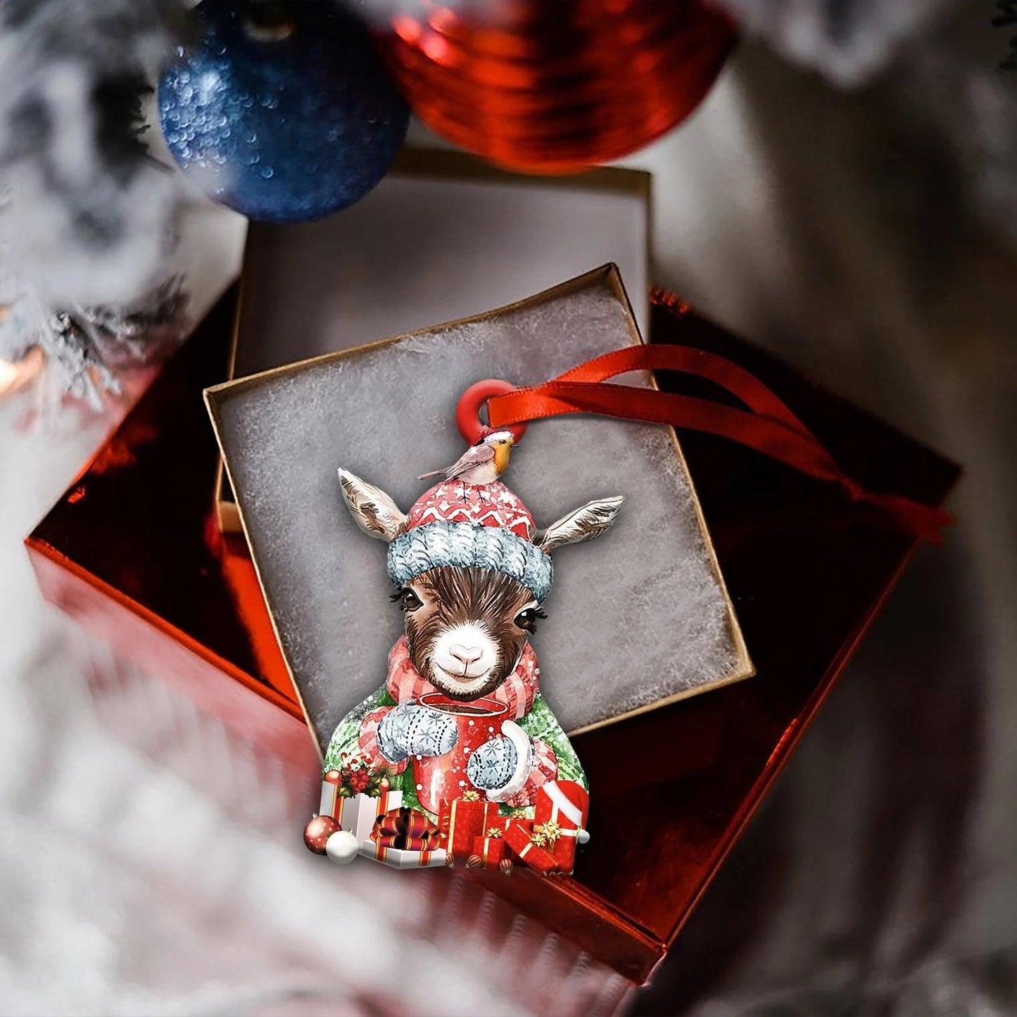 Lovely Goat Winter - Goat Ornament (Printed On Both Sides) 1122