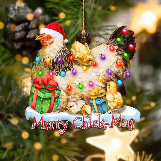 Chicken Family Merry Chickmas - Chicken Ornament (Printed On Both Sides) 1122