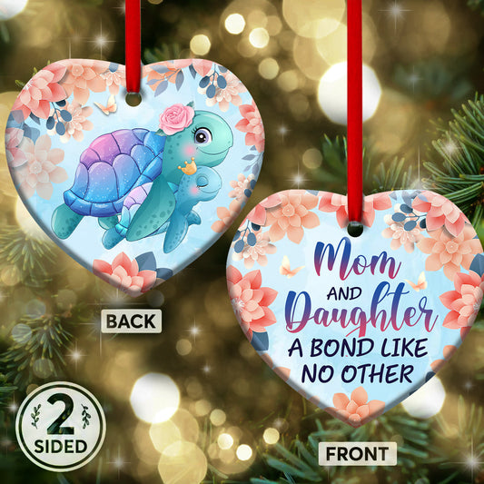 Turtle Mom And Daughter Turtle - Heart Aluminium Ornament (Printed On Both Sides) 1122