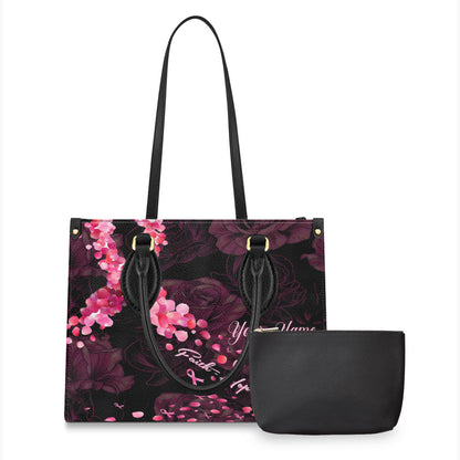 Faith Hope Love - Personalized Breast Cancer Awareness Leather Handbag