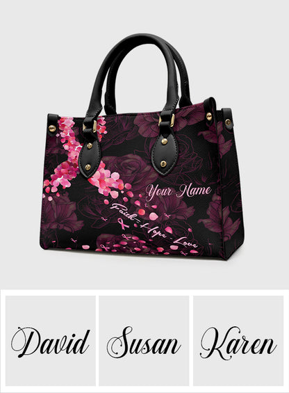 Faith Hope Love - Personalized Breast Cancer Awareness Leather Handbag