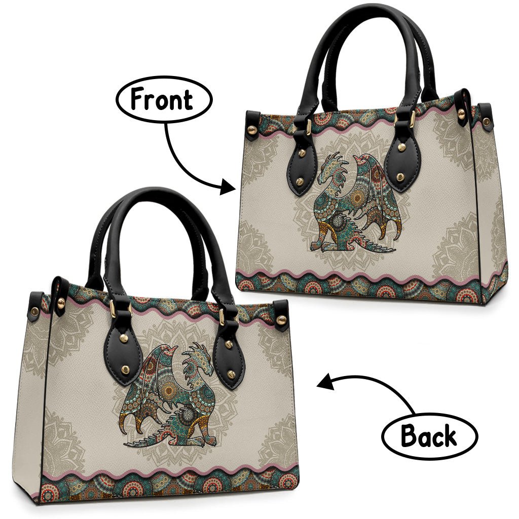 Mandala Dragon Pattern - Dragon Leather Handbag