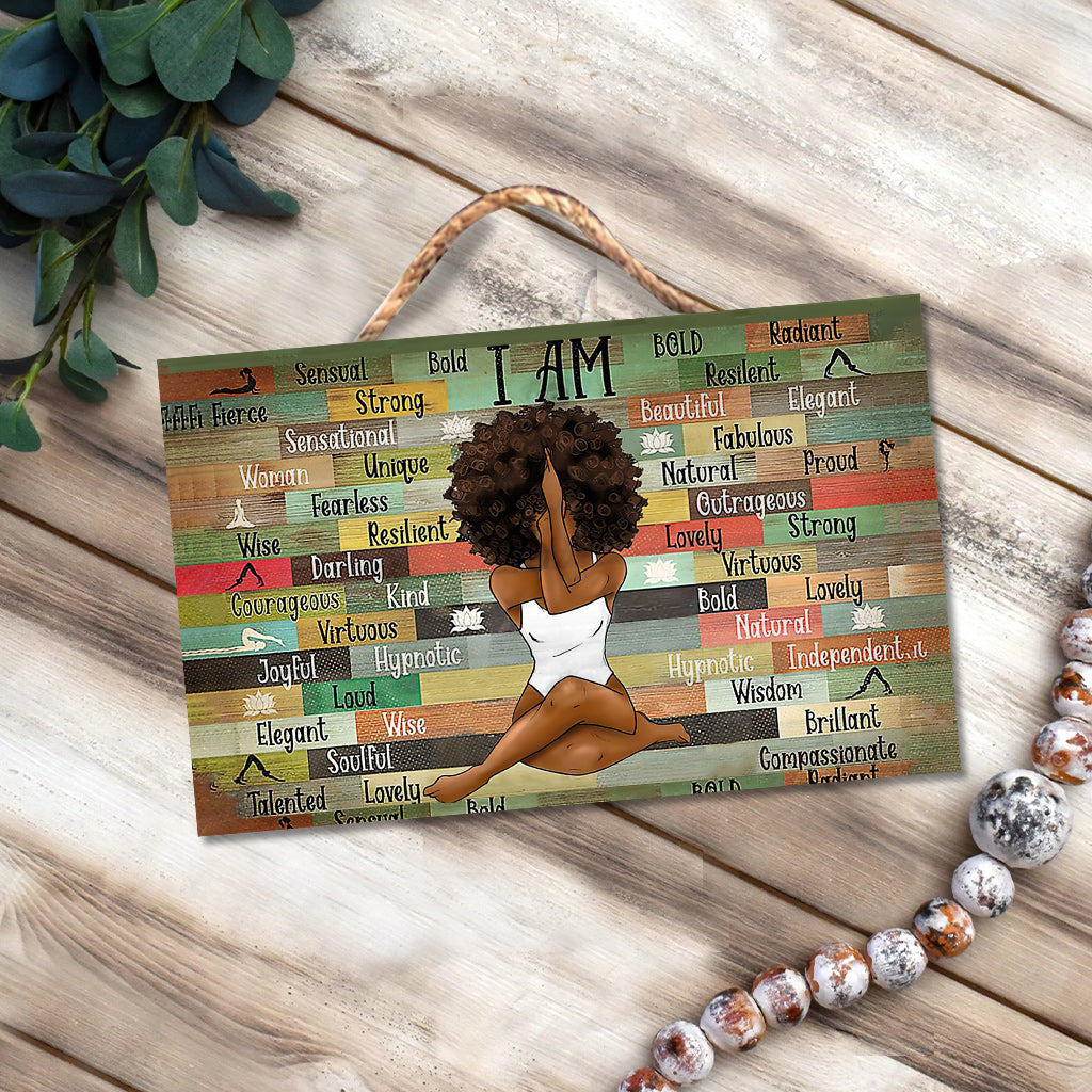 I Am - African American Rectangle Wood Sign