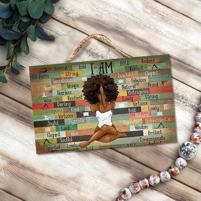 I Am - African American Rectangle Wood Sign