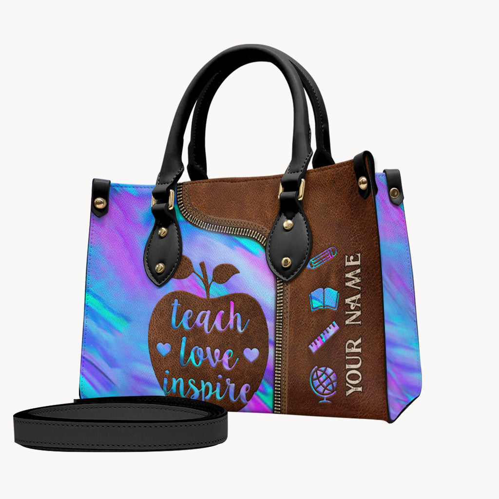 Teach Love Inspire - Personalized Teacher Leather Handbag