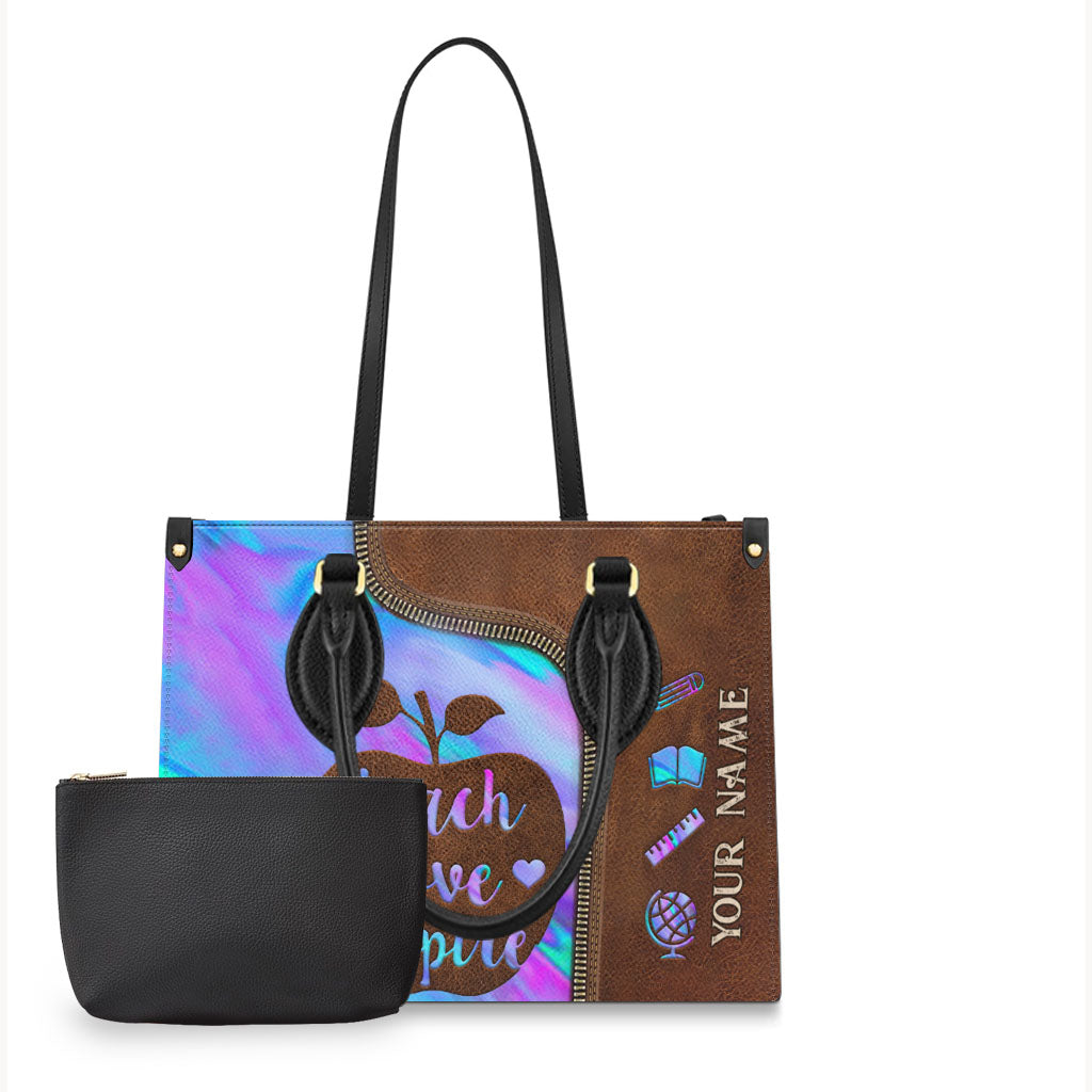 Teach Love Inspire - Personalized Teacher Leather Handbag