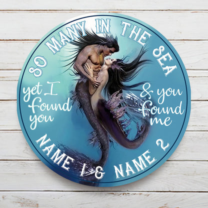 So Many In The Sea - Personalized Mermaid Round Metal Sign