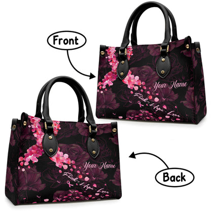 Faith Hope Love - Personalized Breast Cancer Awareness Leather Handbag