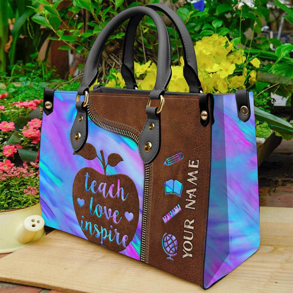 Teach Love Inspire - Personalized Teacher Leather Handbag