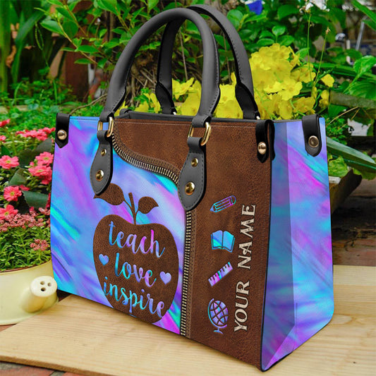Teach Love Inspire - Personalized Teacher Leather Handbag