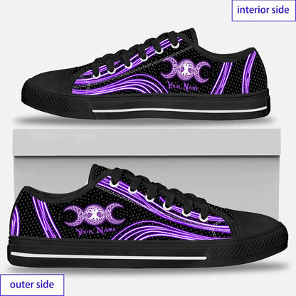 Witch Vibe Purple Triple Moon - Witch Low Top Shoes