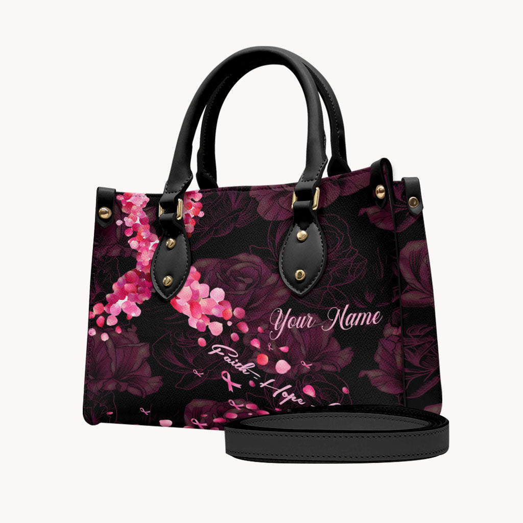 Faith Hope Love - Personalized Breast Cancer Awareness Leather Handbag
