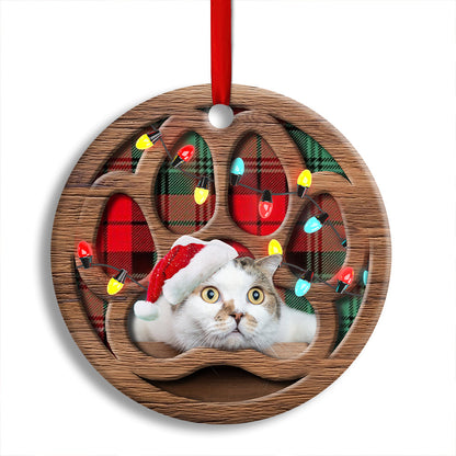 Christmas Meowy Xmas Cat Paw - Cat Ornament (Printed On Both Sides) 1022